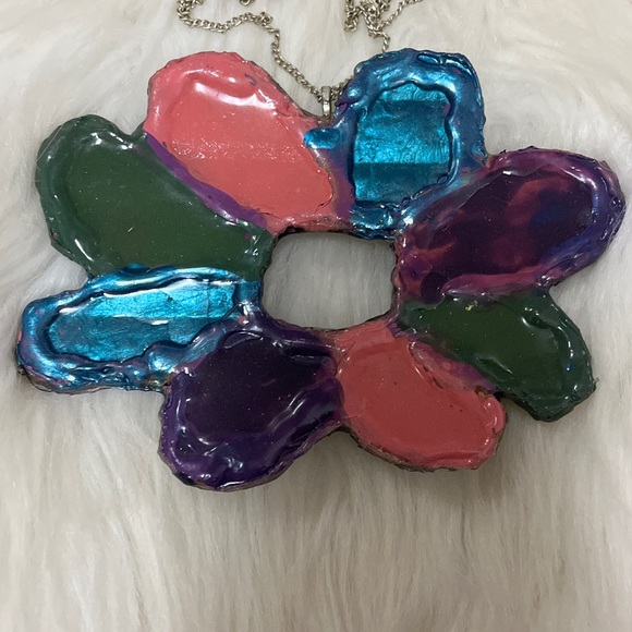 Purple, Blue, Pink, & Green Boho ONE OF KIND Exclusive Hand Designed Necklace - Picture 7 of 17